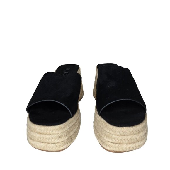 Illude Womens Black Suede Wedge Espadrille Sandals Size 6 like new tried on - Picture 7 of 7